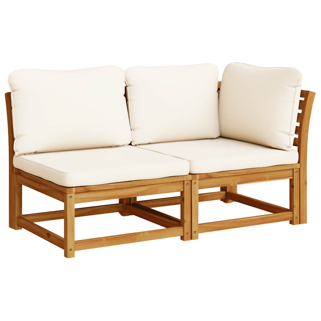 Juego de muebles jardín 6 pzas con cojines madera maciza acacia