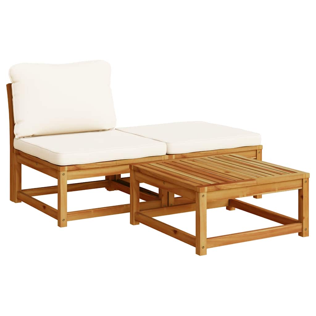 Juego de muebles jardín 6 pzas con cojines madera maciza acacia