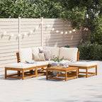 Juego de muebles jardín 6 pzas con cojines madera maciza acacia