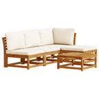 Juego de muebles jardín 5 pzas con cojines madera maciza acacia
