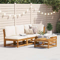 Juego de muebles jardín 5 pzas con cojines madera maciza acacia