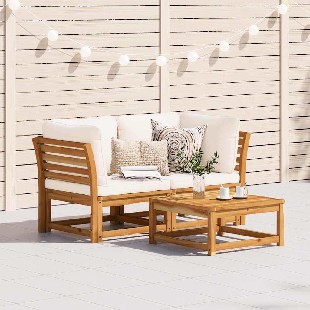Sofá de jardín 2 plazas con cojines madera maciza de acacia