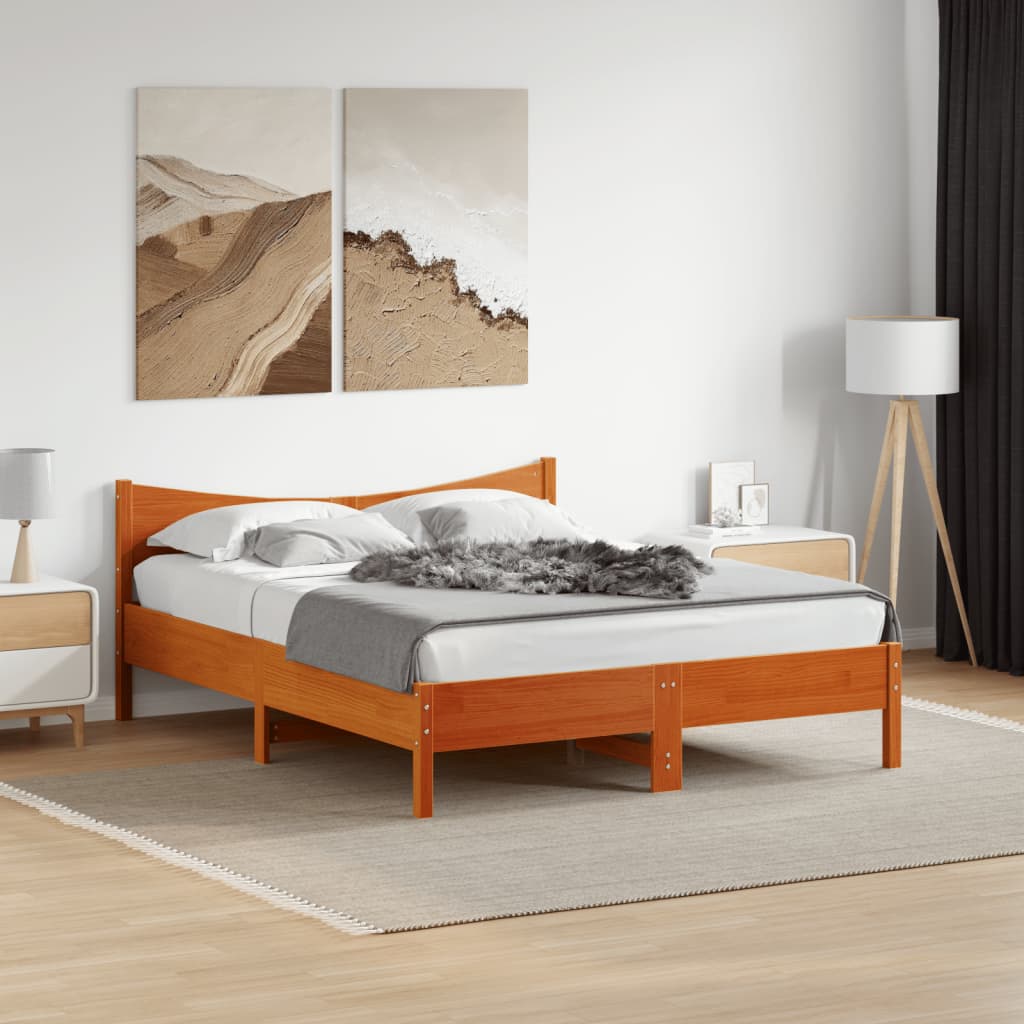Cama sin colchón madera maciza de pino blanca 180x200 cm