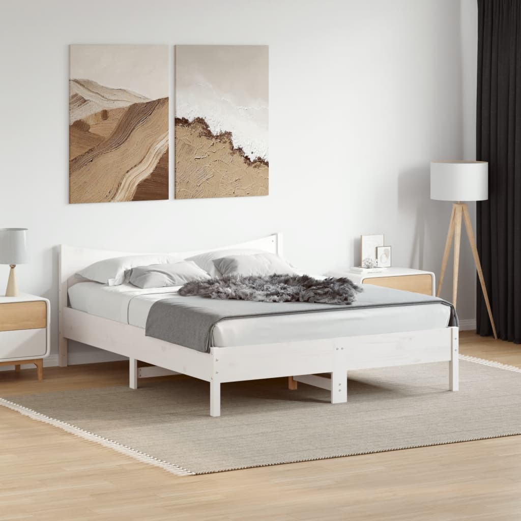 Estructura de cama madera maciza de pino blanco 120x190 cm