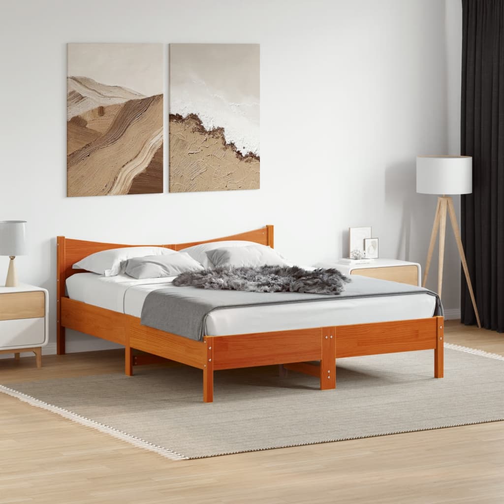Cama sin colchón madera maciza de pino blanca 180x200 cm