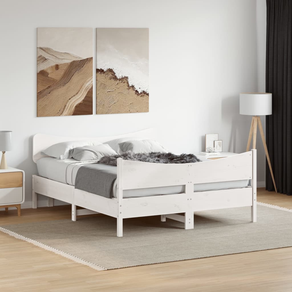 Estructura de cama madera maciza de pino blanco 120x190 cm
