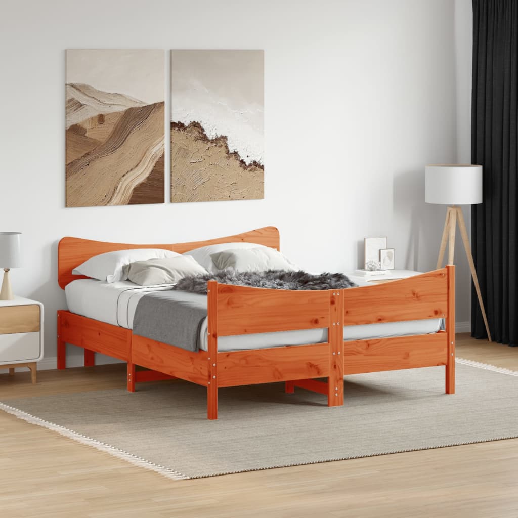 Estructura de cama sin colchón madera maciza de pino 90x200 cm