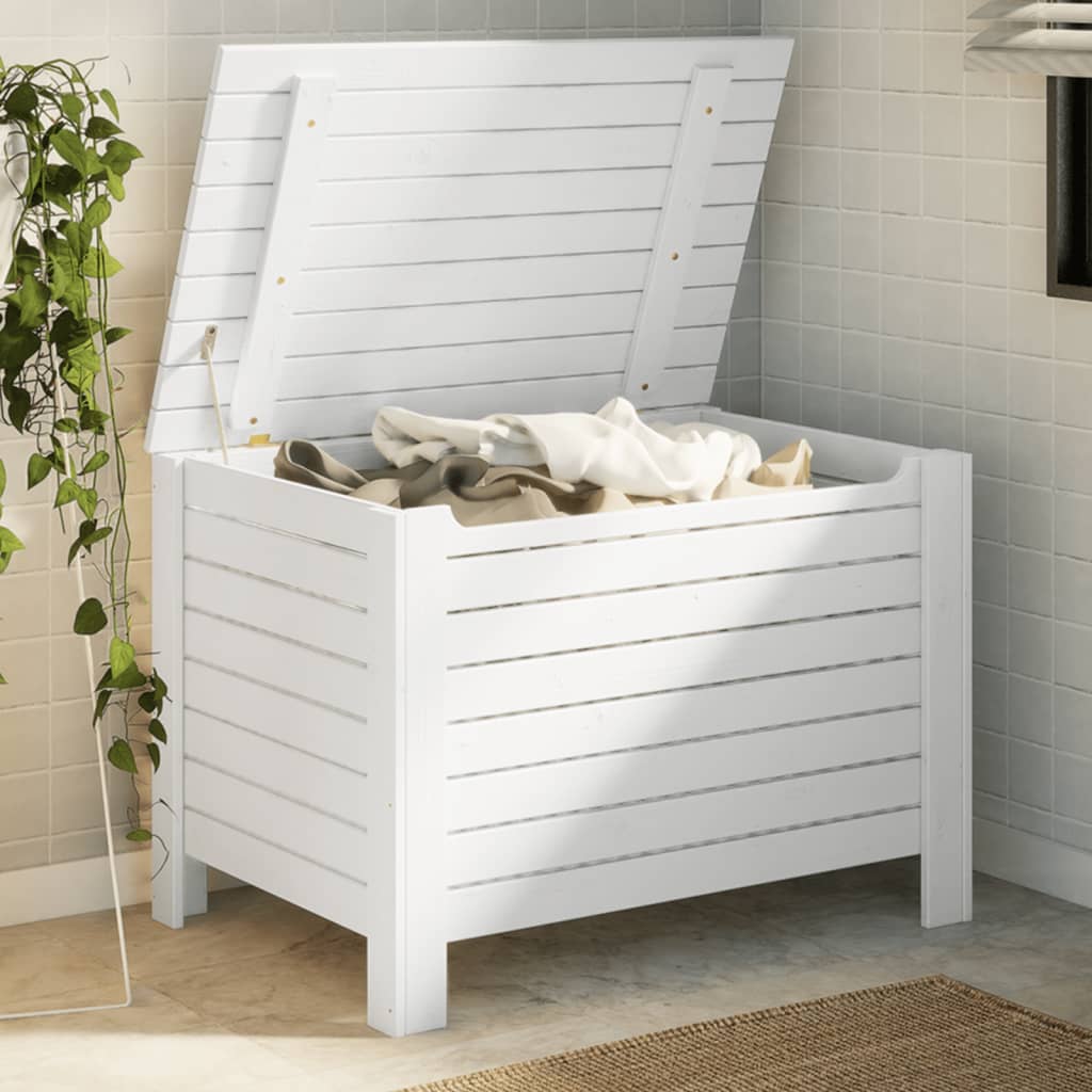Storage box and lid RANA solid white wood 100x49x54cm
