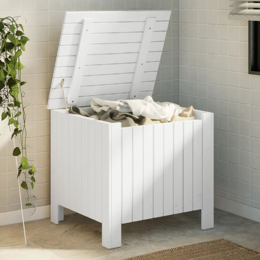 Storage box and lid RANA solid white wood 100x49x54cm