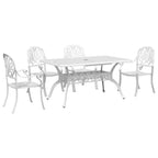 Juego de comedor de jardín 5 piezas aluminio fundido blanco