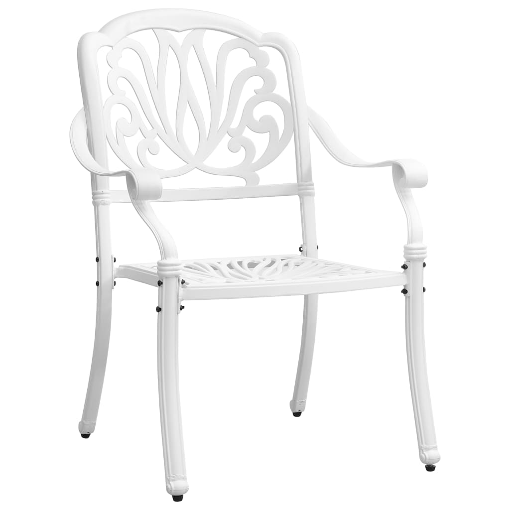 Juego de comedor de jardín 5 piezas aluminio fundido blanco