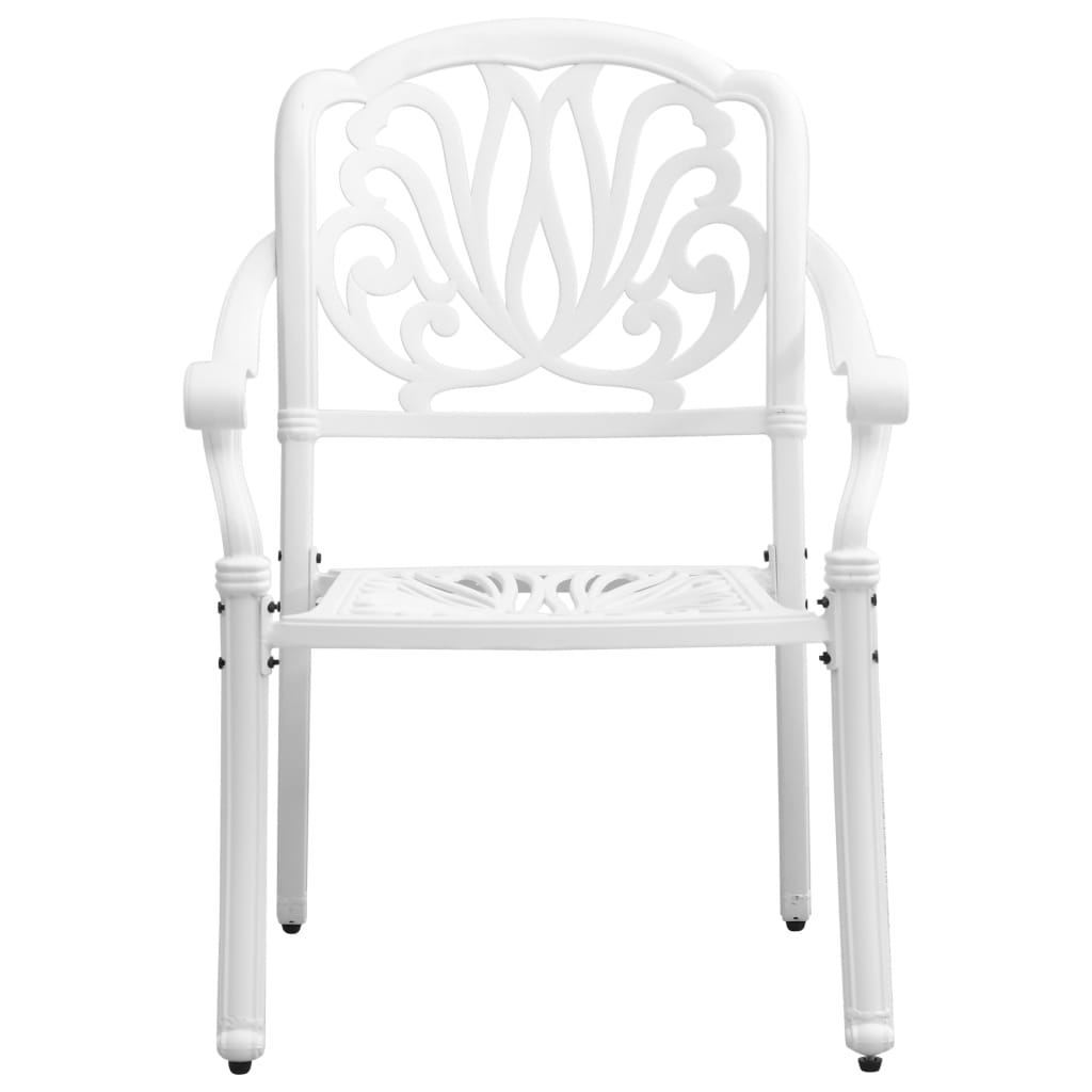 Juego de comedor de jardín 5 piezas aluminio fundido blanco
