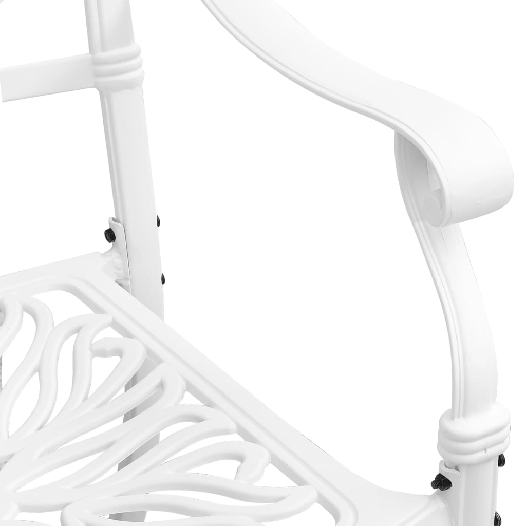 Juego de comedor de jardín 5 piezas aluminio fundido blanco