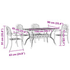 Juego de comedor de jardín 5 piezas aluminio fundido blanco