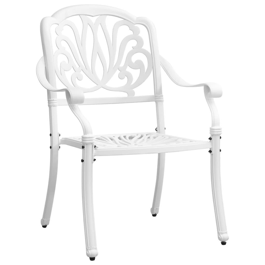 Juego de comedor de jardín 7 piezas aluminio fundido blanco