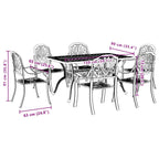 Juego de comedor de jardín 7 piezas aluminio fundido blanco