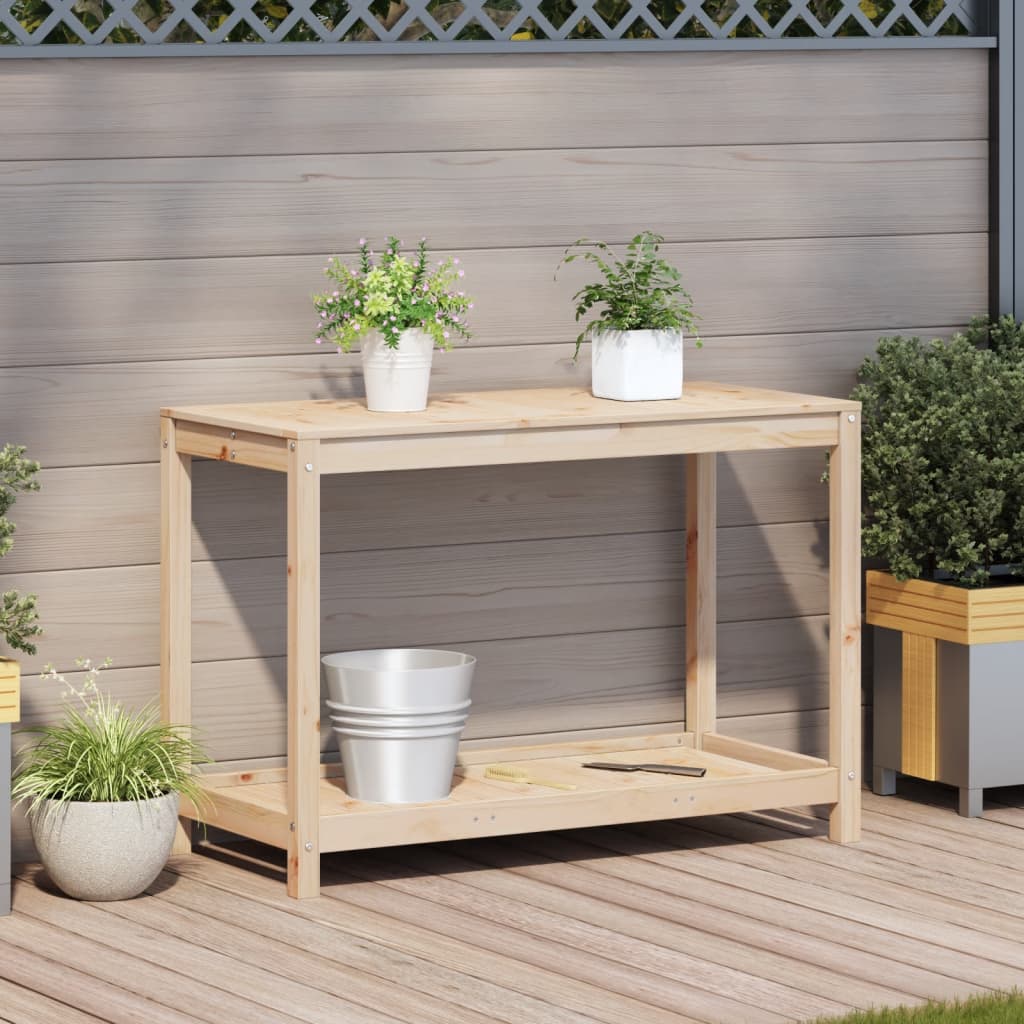 Mesa de plantación con estante madera maciza pino 108x50x75 cm