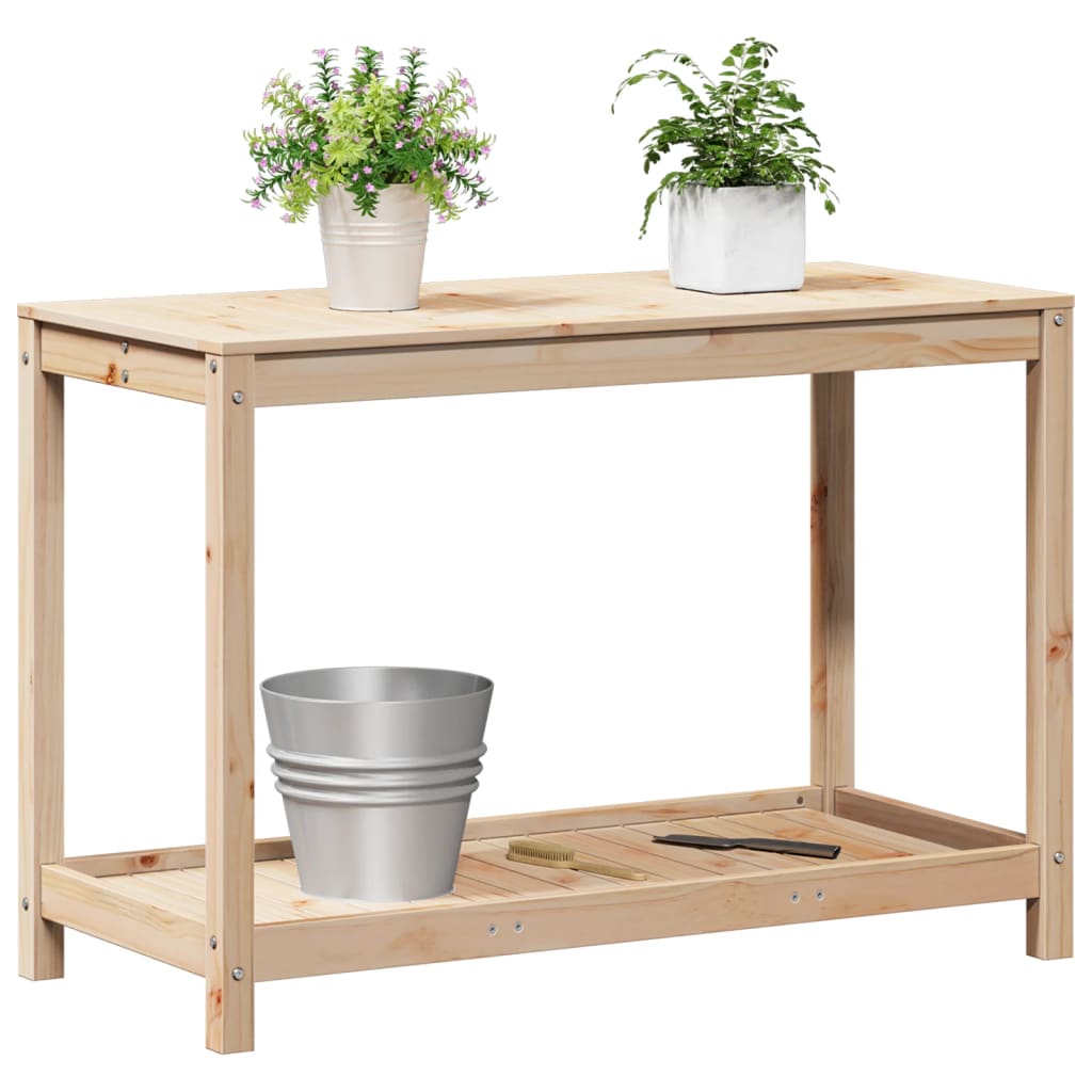 Mesa de plantación con estante madera maciza pino 108x50x75 cm