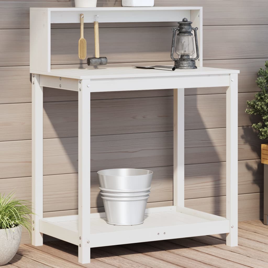 Mesa de plantación con estante madera maciza pino 108x50x75 cm