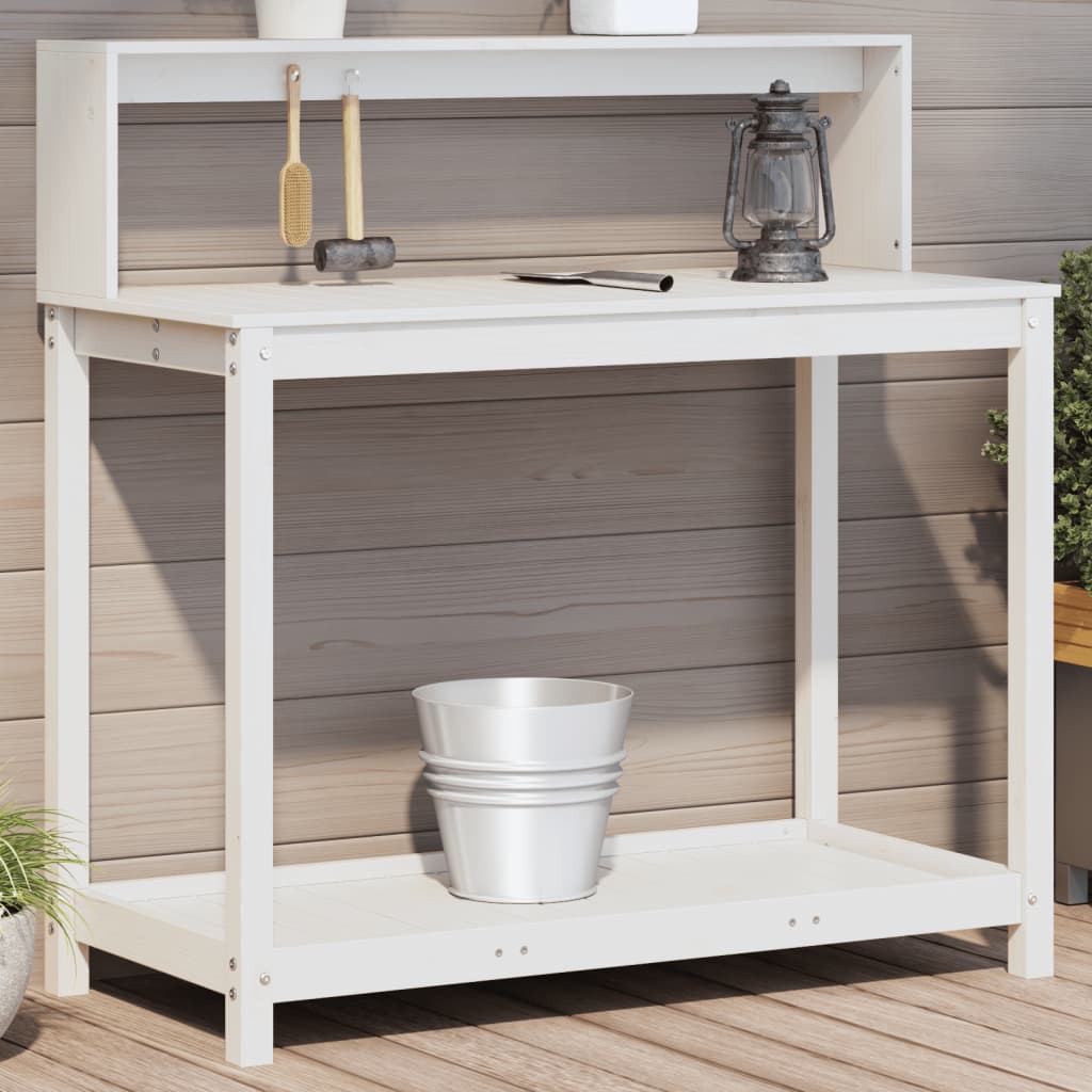 Mesa de plantación con estante madera maciza pino 108x50x75 cm