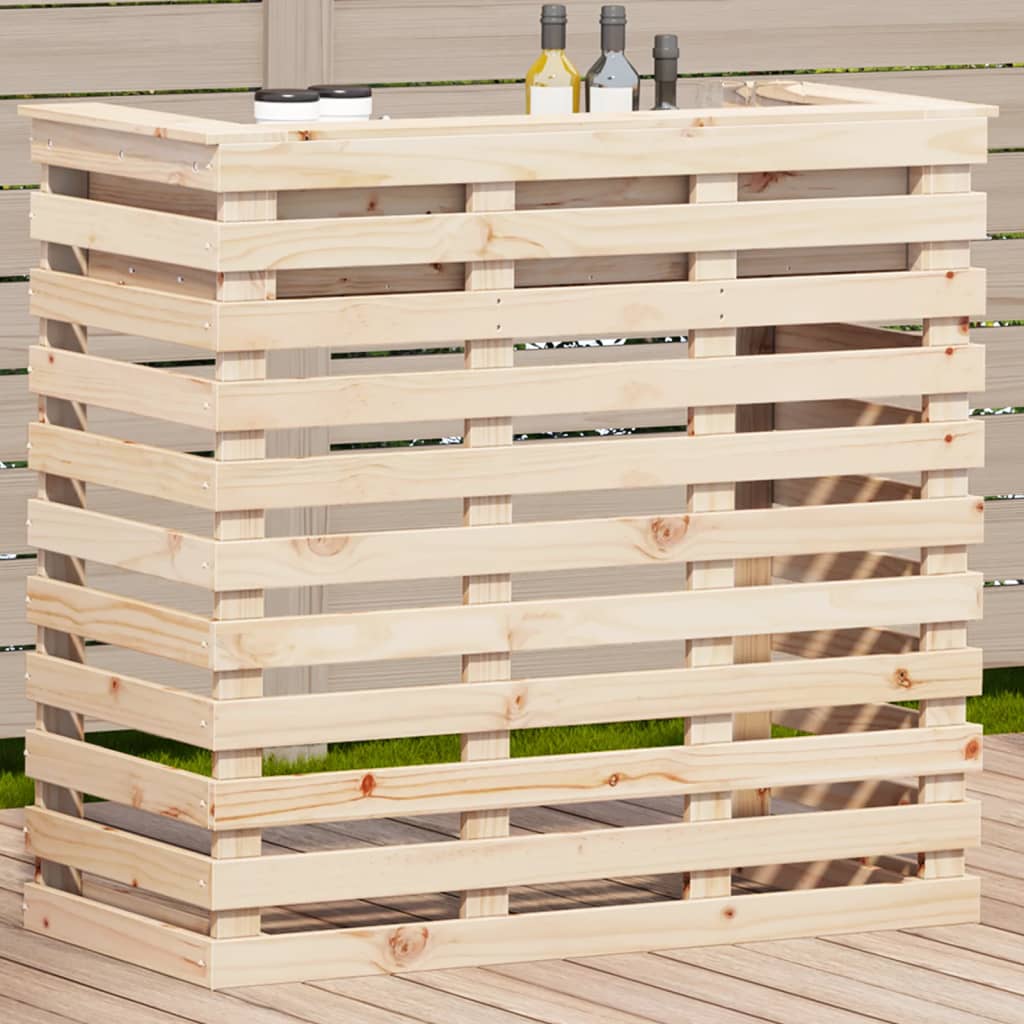 Mesa alta bar de jardín madera maciza blanco 112,5x57x195,5 cm