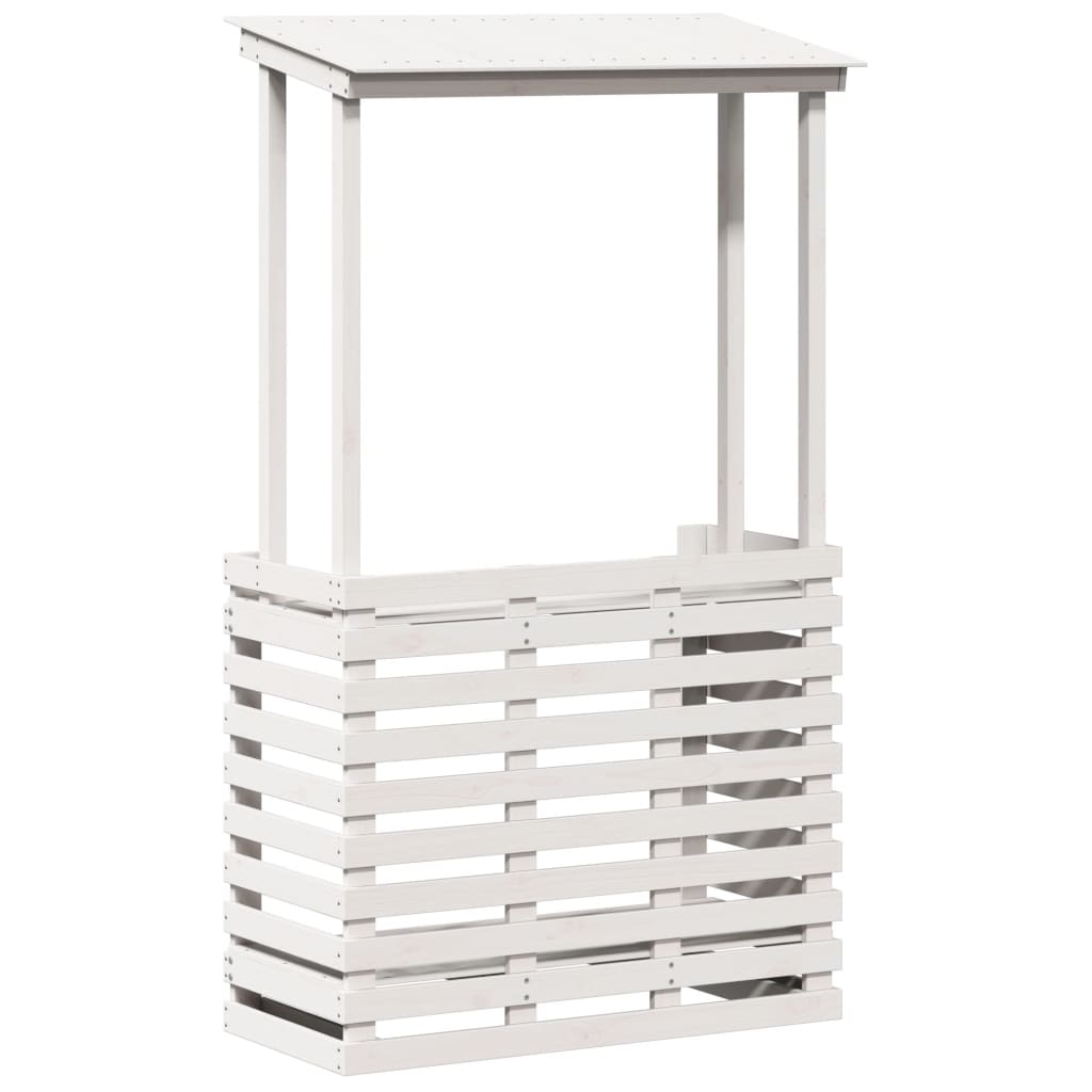Solid Wood Garden Bar Table White 112.5x57x195.5 cm