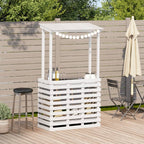 Solid Wood Garden Bar Table White 112.5x57x195.5 cm