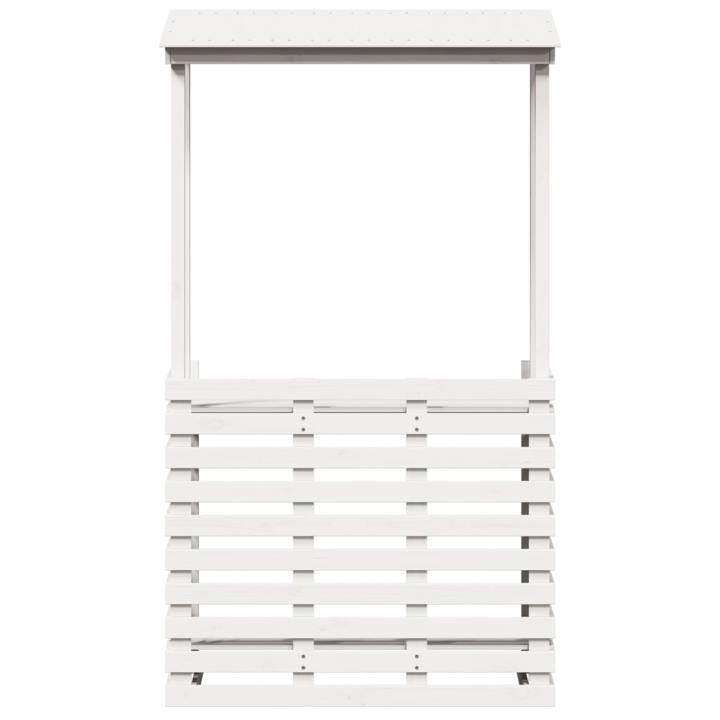 Solid Wood Garden Bar Table White 112.5x57x195.5 cm