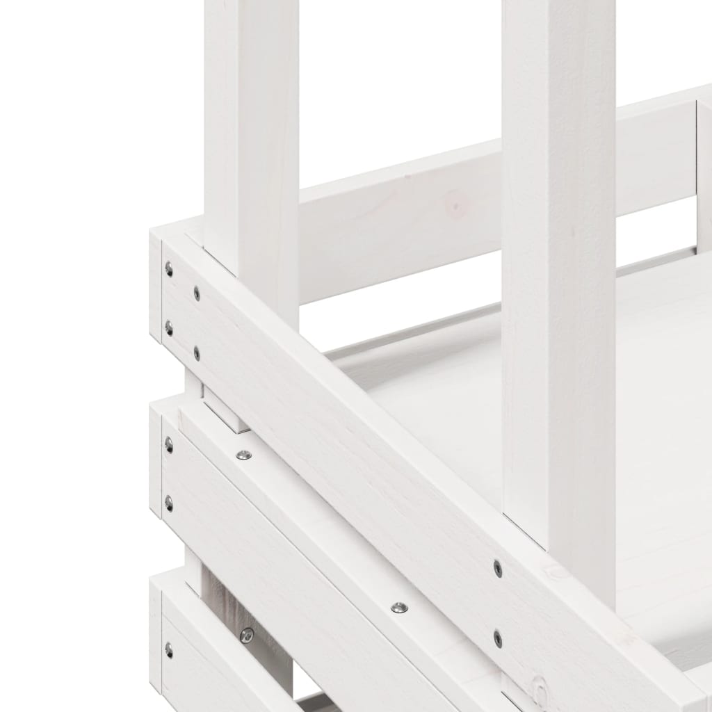 Solid Wood Garden Bar Table White 112.5x57x195.5 cm
