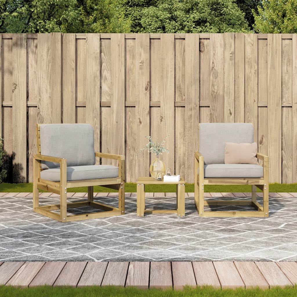 Juego de muebles de jardín 3 pzas madera de pino impregnada