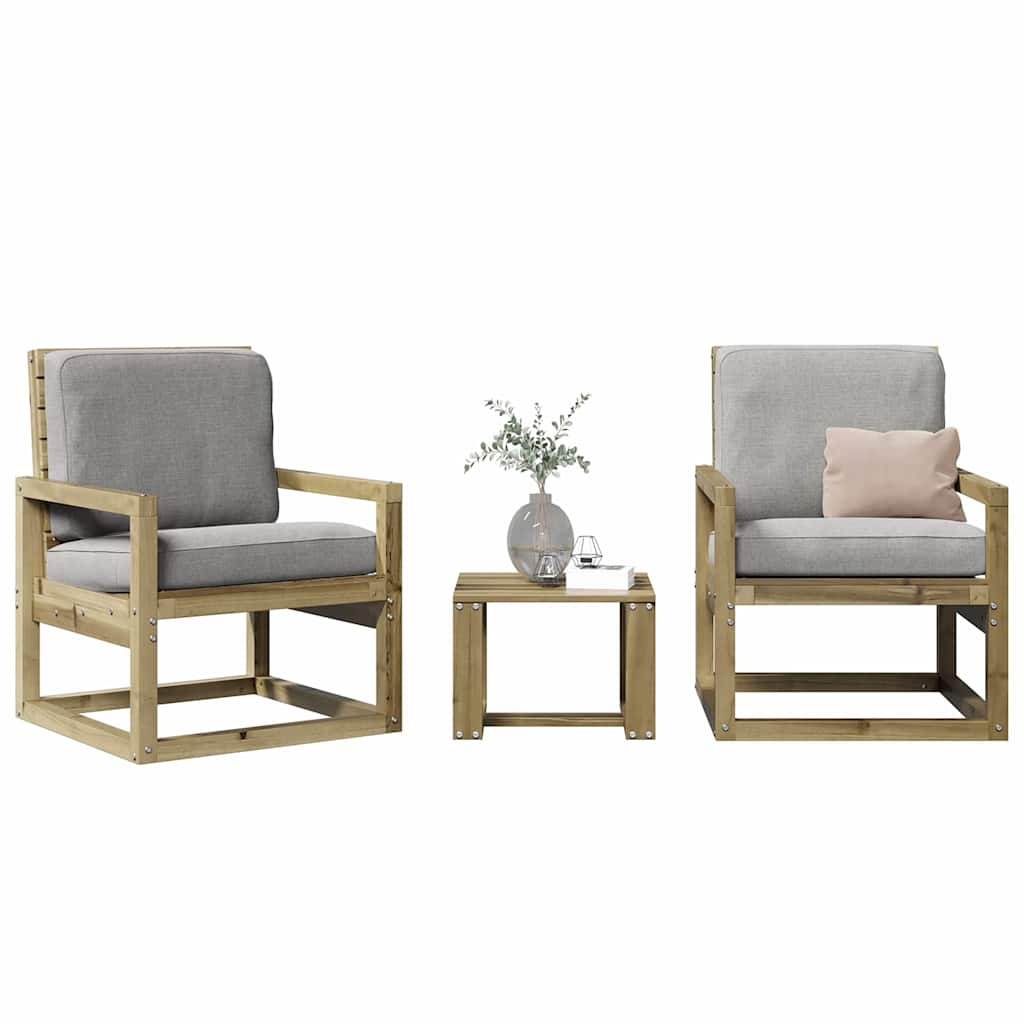 Juego de muebles de jardín 3 pzas madera de pino impregnada