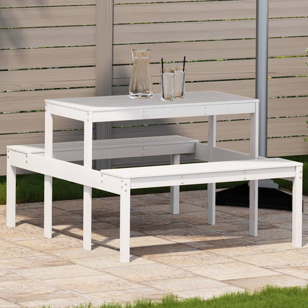 Mesa de pícnic madera maciza de pino 105x134x75 cm