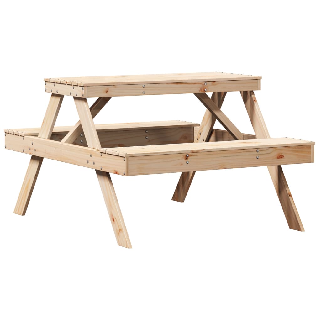 Mesa de pícnic madera maciza de pino 105x134x75 cm