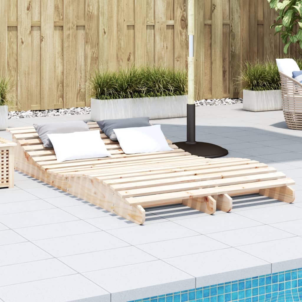 Tumbona de madera maciza de pino 205x110x31,5 cm