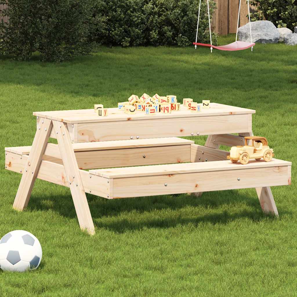 Mesa de pícnic con arenero de niños madera maciza pino blanco