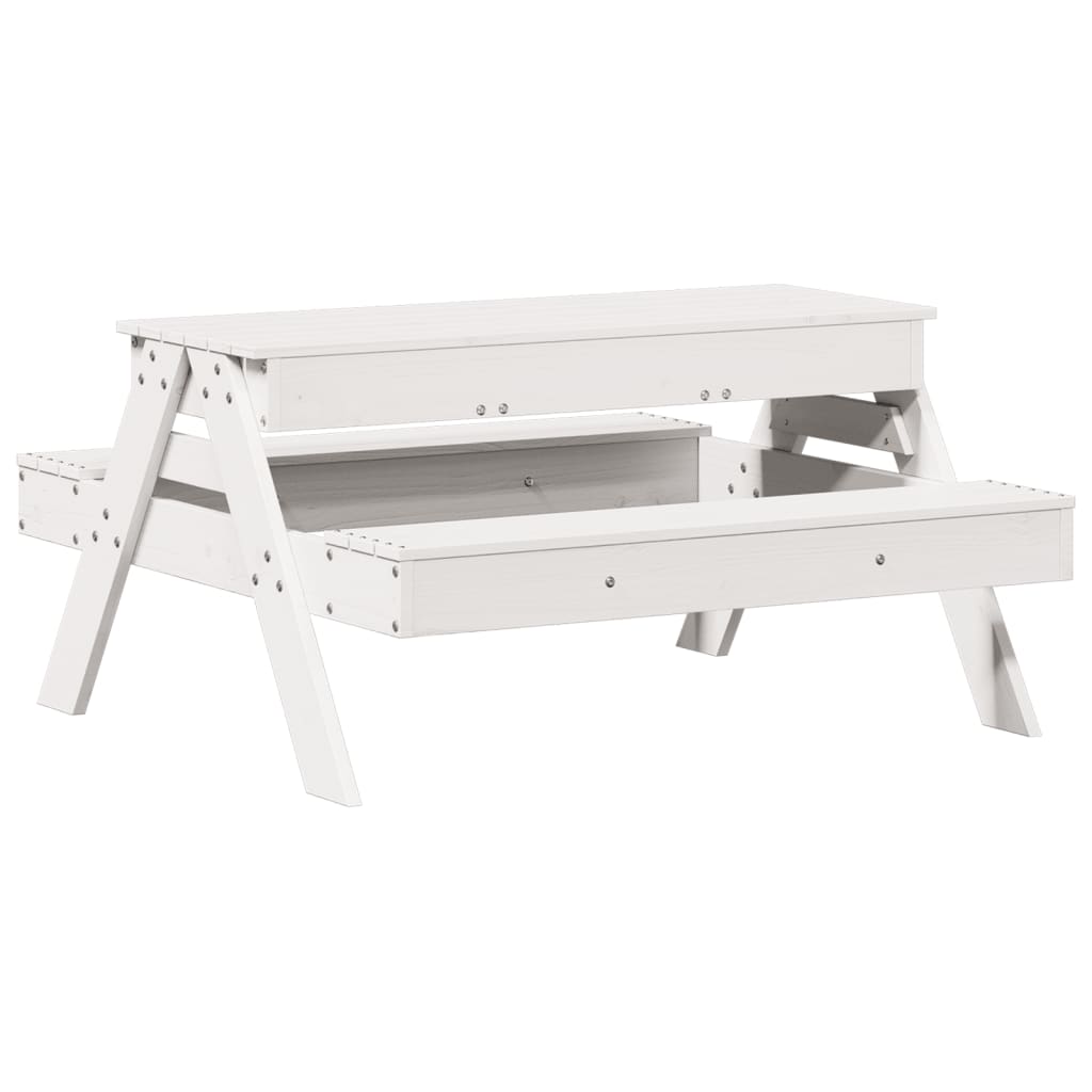 Mesa de pícnic con arenero de niños madera maciza pino blanco