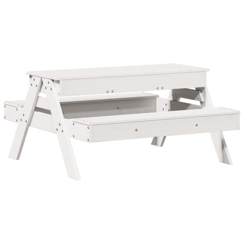 Picnic table with sandpit for children solid pine white