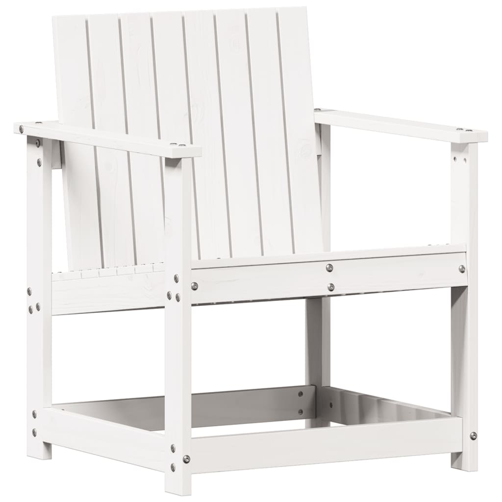 Silla de jardín madera maciza de pino blanco 62x56x77 cm