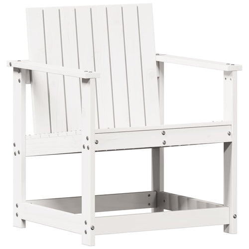 Silla de jardín madera maciza de pino blanco 62x56x77 cm