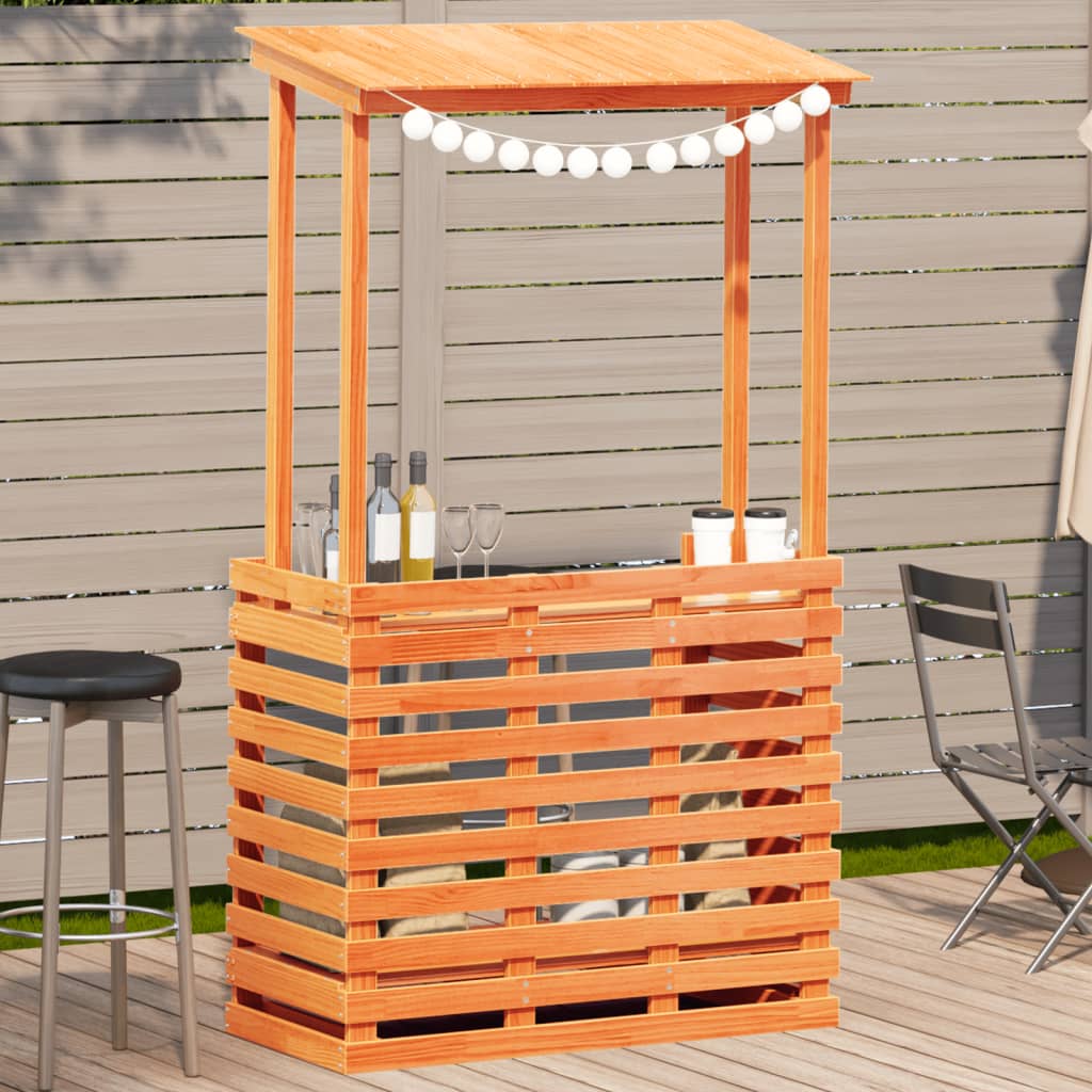 Solid Wood Garden Bar Table White 112.5x57x195.5 cm