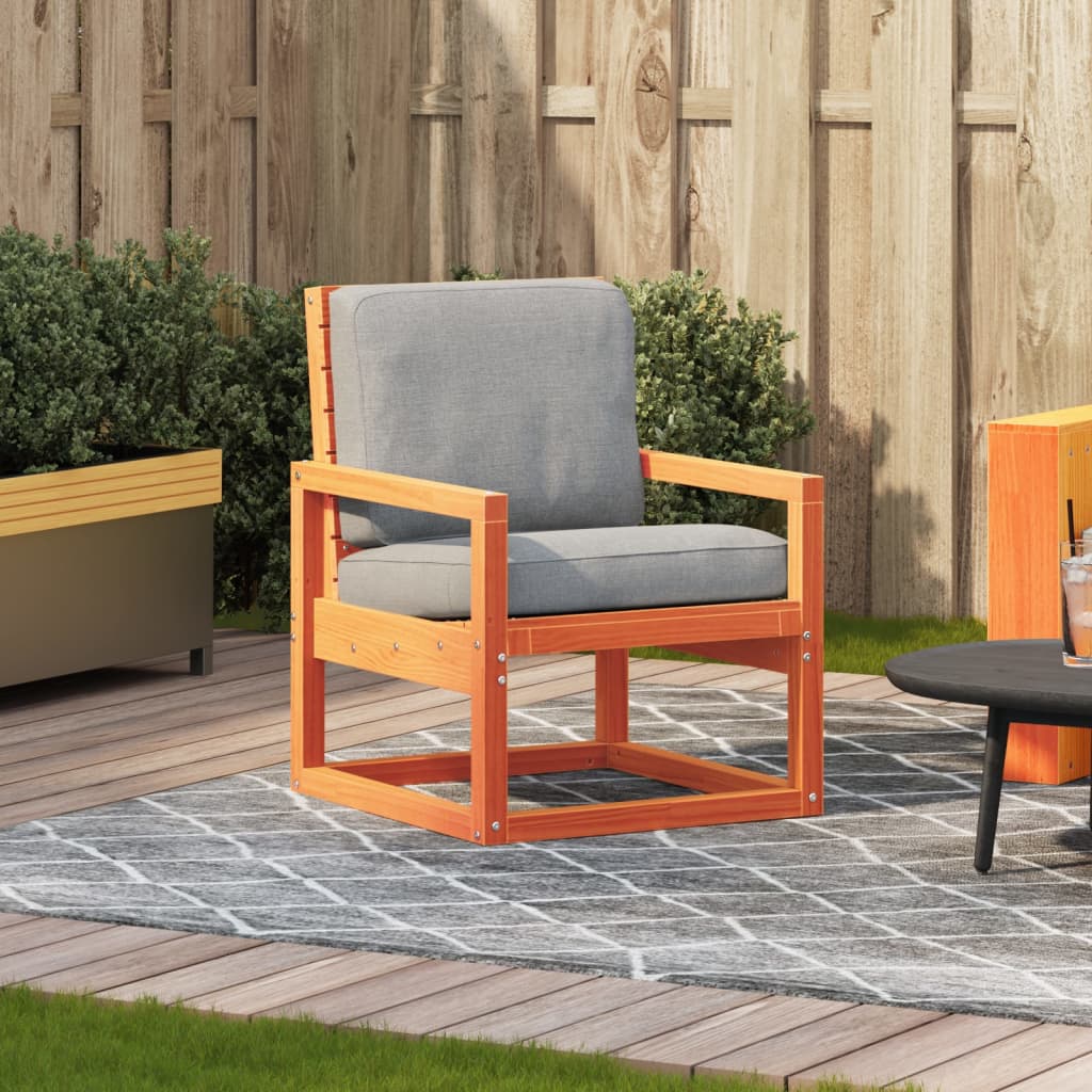 Silla de jardín madera maciza de pino marrón cera 57,5x63x76 cm