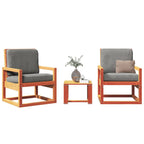 Juego de muebles de jardín 3 pzas madera maciza de pino gris