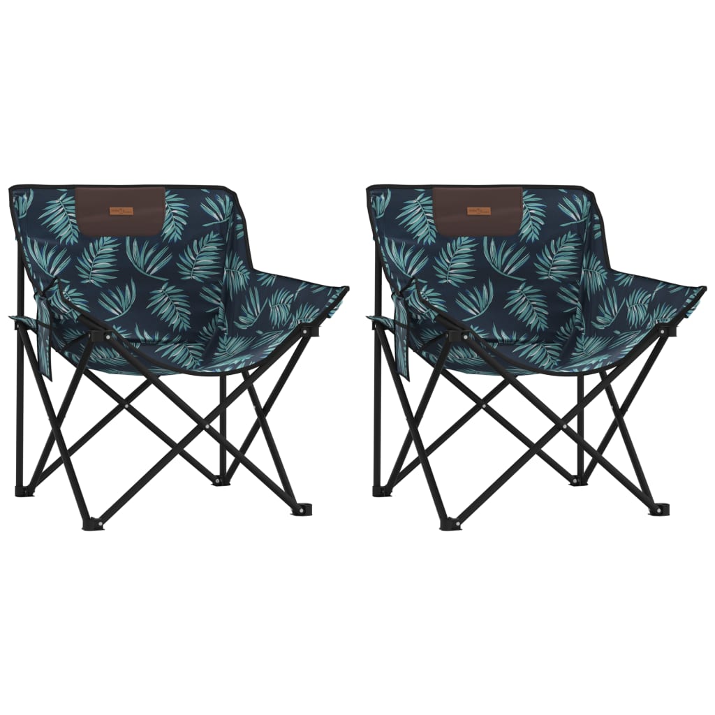 Sillas de camping con bolsillo plegable 2 uds estampado hojas