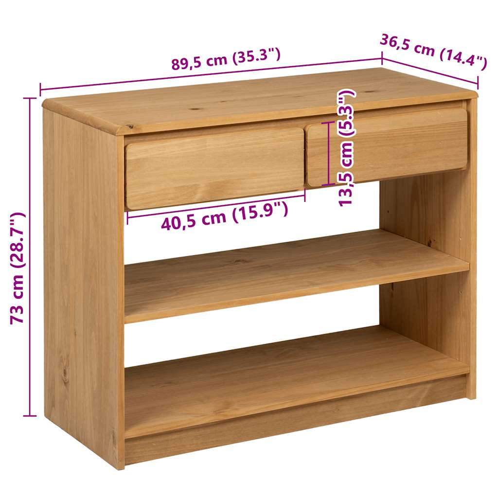 Mesa consola SAUDA madera maciza de pino roble 89,5x36,5x73 cm