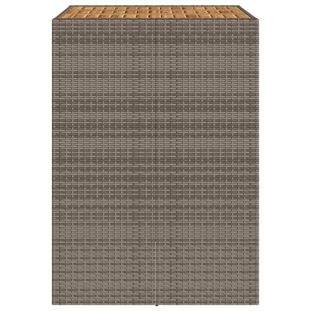 Mesa alta jardín superficie madera ratán PE gris 105x80x110 cm