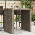 Mesa alta jardín superficie madera ratán PE gris 105x80x110 cm