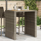 Mesa alta jardín superficie madera ratán PE gris 105x80x110 cm