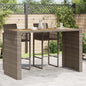 Mesa alta jardín superficie madera ratán PE gris 105x80x110 cm
