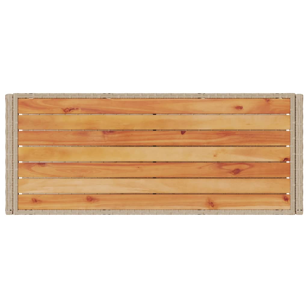 Carrito de bar 3 niveles ratán PE y madera maciza acacia beige