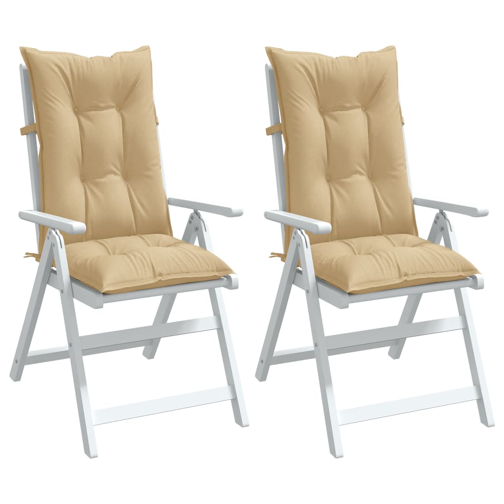 Cojín silla de jardín respaldo alto 2 uds tela azul 120x50x3 cm